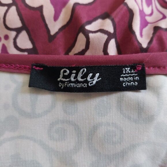 Lily by Firmiana Tunic Top Womens Size 1XL Flowy Stretch Long Sleeves Scoop Neck - Picture 7 of 9